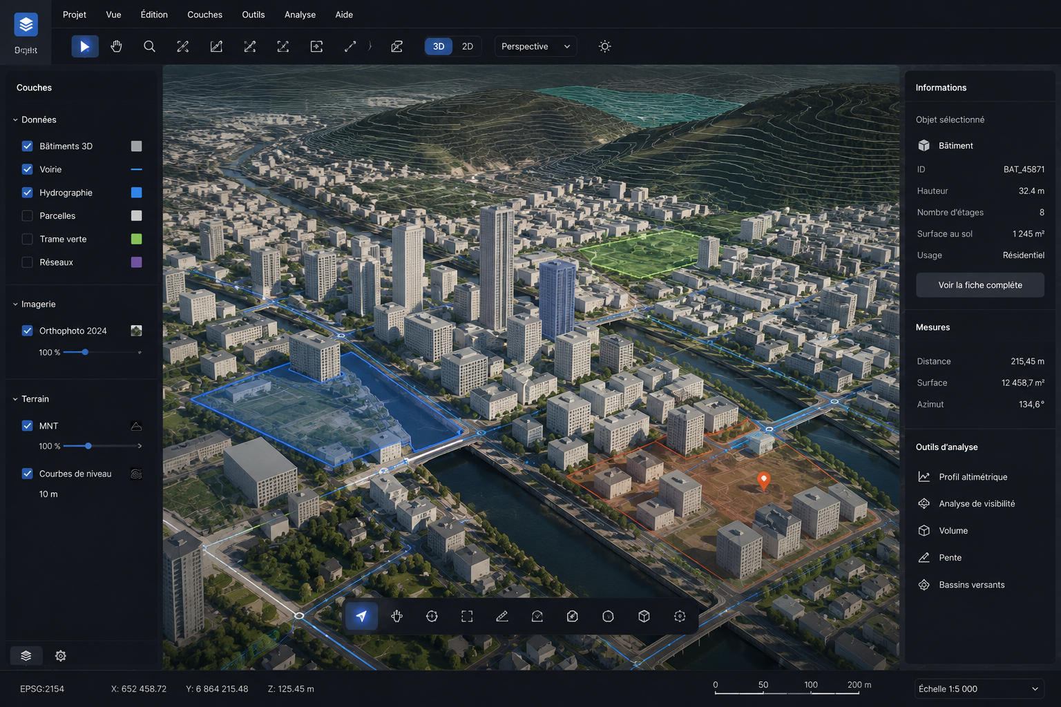 Illustrated professional geospatial desktop workspace